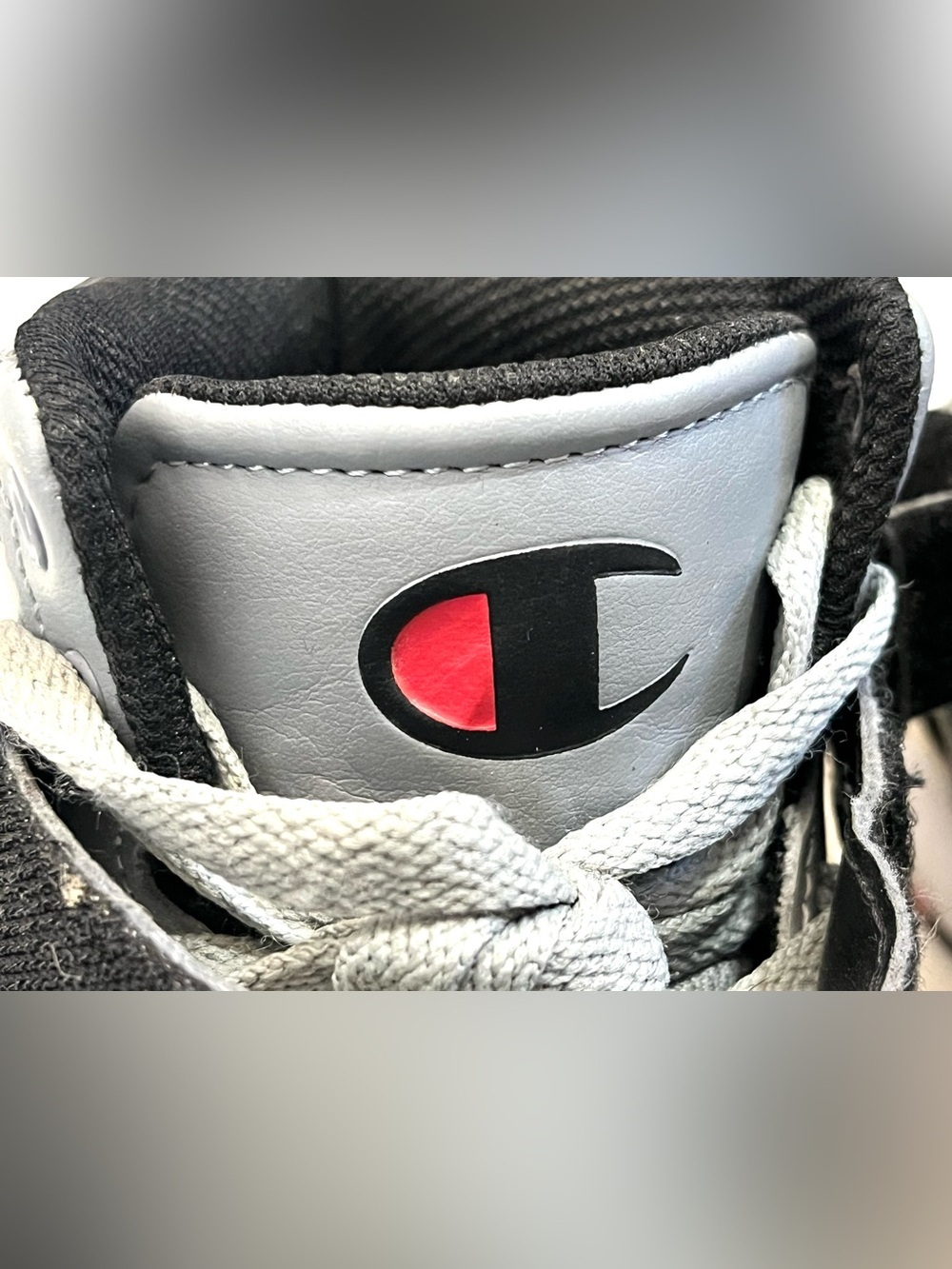 Champion Kids Light Gray & Black High-Top Sneakers with Red Accents Boys Size 4 - Picture 14 of 16